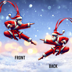 Maxcorners Custom Name Santa Karate Ornament, Christmas Gift for Karate Lover 2D Flat LM2111