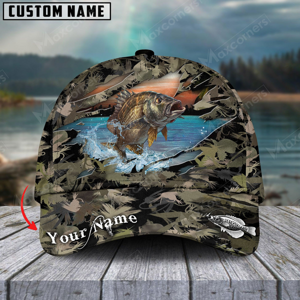 Maxcorners Panfish Fishing Lure Camouflage Customized Name 3D Cap