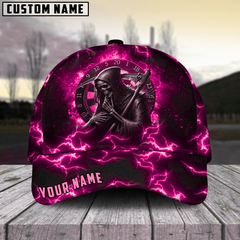 Maxcorners Darts Skull Fire Multicolor Personalized Name 3D Cap