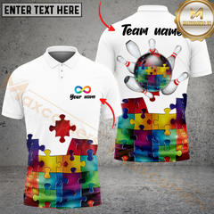 Maxcorners Bowling Autisum Awareness Multicolor Options Personalized Name, Team Name 3D Shirt