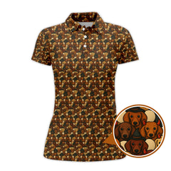 Maxcorners Dachshund Pattern Golf Shirt, Halloween Golf Shirt, Golf Gift For Golfers, Dachshund Golf Shirt For Men