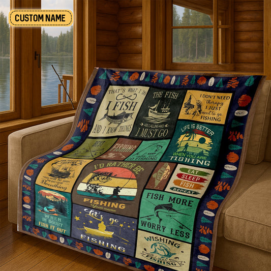 Maxcorners That's What I Do And I Know Things Custom Name Blanket, Gift For Fishing Lover, Presents For Fishermen LM0201