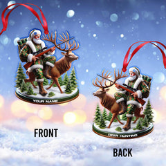 Maxcorners Custom Name Santa Deer Hunting Ornament, Deer Hunter Christmas Gift 2D Flat LM2211