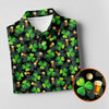 Maxcorners St Patrick's Day Beer Golf Ball Pattern Shamrock Golf Shirt, Polo Shirts For Men, Golf Shirts For Men