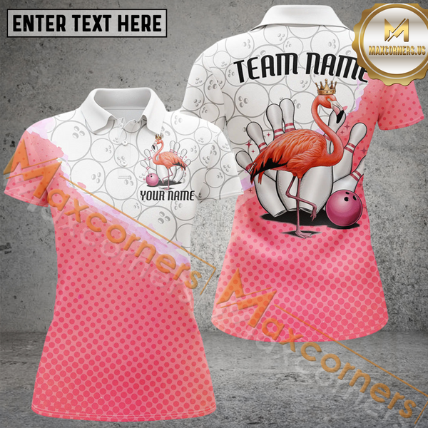 Maxcorners Pink Flamingo Bowling Jersey Customized Name 3D Shirt