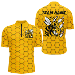 Maxcorners Custom Honeycomb Pattern Bee Bowling Team Men Polo Shirts, Bowling League Shirts LM154