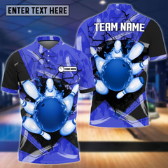 Maxcorners Bowling Broken Pins Multicolor Option Customized Name 3D Shirt