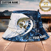 Maxcorners Fishing Blue Smoke Wave Personalized Name 3D Bucket Hat (12 Fish Species)