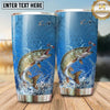 Maxcorners Fishing Tumbler Bright Blue Water Ripple Design Personalized Name Tumbler (13 Species)