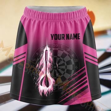 Maxcorners Darts Hot Pink Flame Dartboard Personalized 3D Skort, Skirts With Shorts