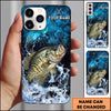 Maxcorners Blue Marble Hexagon Water Splash Personalized Name Phone Case (13 Fish Species)