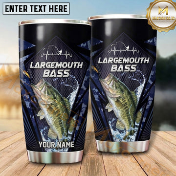 Maxcorners Fishing Tumbler Navy Geometric Mountain Line Design Personalized Name Tumbler (13 Species)