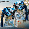 Maxcorners Fishing Blue Scale Splash Personalized Name, Team Name 3D Long Sleeve Shirt ( 12 Fish Species)