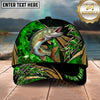 Maxcorners Fishing Green Flame Tribal Personalized Name 3D Shirt (13 Fish Species)