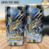 Maxcorners Fishing Tumbler Navy Gold Brush Splatter Design Personalized Name Tumbler (13 Species)