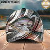Maxcorners Fishing Fish Scale Silver Stripe Multi Options Personalized Name 3D Cap (11 Fish Species)
