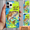 Maxcorners Neon Blue Lime Camo Splash Personalized Name Phone Case (13 Fish Species)