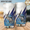 Maxcorners Fishing Tumbler White Blue Thunderbolt Splash Design Personalized Name Tumbler (13 Species)