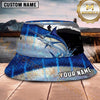 Maxcorners Fishing Lightning Storm Fishing with Dramatic Graphic Personalized Name 3D Bucket Hat (13 Fish Species)