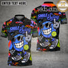 Maxcorners Pickleball Polo Smiling Sunglasses Ball Character Multiple Options Personalized Name, Team Name 3D Shirt