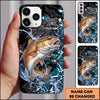 Maxcorners Black Teal Grunge Splash Personalized Name Phone Case (13 Fish Species)