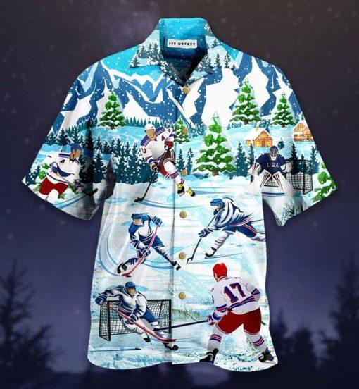 Maxcorners Ice Hockey Hawaiian Shirt