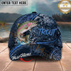 Maxcorners Fishing Water Splash Dark Scale Personalized Name 3D Cap (12 Fish Species)
