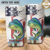 Maxcorners Fishing Tumbler White Patriotic Paint Splatter Design Personalized Name Tumbler (13 Species)