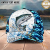 Maxcorners Fishing White Blue Camo Circle Splash Personalized Name 3D Cap (12 Fish Species)