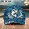 Maxcorners Fishing Blue Scale Water Texture Personalized 3D Cap (12 Fish Species)