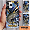 Maxcorners Blue Gold Paint Splash Personalized Name Phone Case (13 Fish Species)