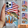 Maxcorners Fishing Phone Case American Flag Beer Bottles Fish Art Personalized Name 3D Phone Case (10 Fish Species)
