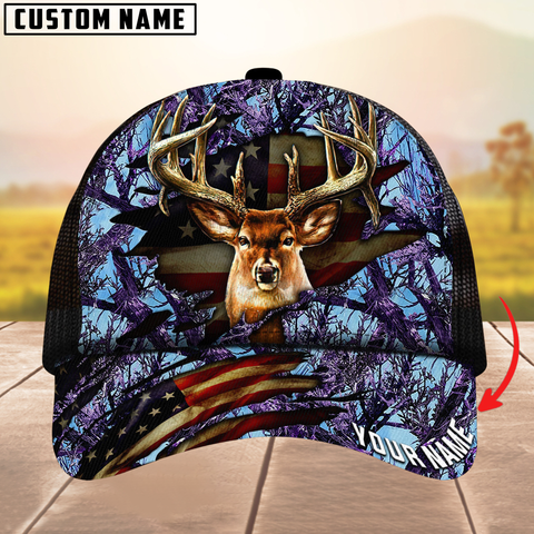 Maxcorners Premium Florapunk S21 Deer Hunting Trucker Camouflage Pattern Multicolor Personalized Name 3D Cap