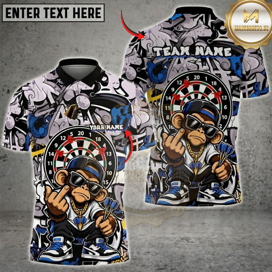 Maxcorners Dart Board Monkey Mascot Hip Hop Swag Artwork Multicolor Customized Name, Team Name 3D Shirts