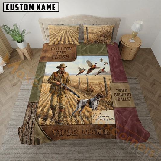 Maxcorners Upland Bird Hunting Vintage Quote Field Bedding Set 3D Print Custom Name