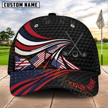 Maxcorners Golf USA Eagle Dynamic Stripe Personalized Name 3D Cap