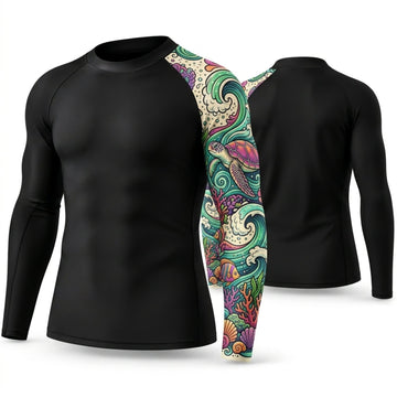 Maxcorners Personalized Paisley Tattoo Black Shirt with Bright Teal Pink Paisley Sleeve 3D All Over Printed Shirts, Best Gifts for Tattoo Lovers