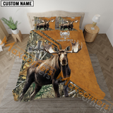 Maxcorners Custom Text Wilderness Moose Hunting Bedding Set 3D All Over Printed