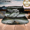 Maxcorners Fishing Dark Aquatic Collage Scale Pattern Personalized 3D Bucket Hat (13 Fish Species)