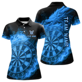 Maxcorners Personalized Blue Dartboard Dragon Flame Darts Shirt For Men Custom Dart Jerseys Polo & 1/4 Zip LM2404