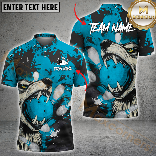 Maxcorners Wolf Strike Bowling Multicolor Customized Name, Team Name 3D Shirts