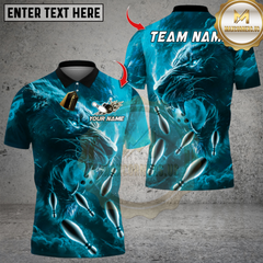 Maxcorners Bowling Flame Super Lion Multicolor Customized Name, Team Name 3D Shirts