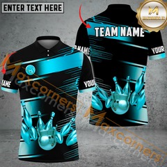 Maxcorners Golden Time Premium Bowling Jersey Multicolor Option Customized Name, Team Name 3D Polo Shirt