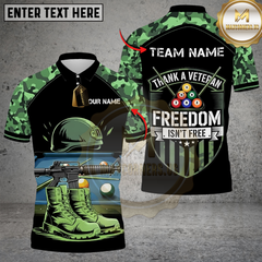 Maxcorners Billiard Thank a Veteran – Freedom Isn’t Free Camo Multicolor Customized Name, Team Name 3D Shirt