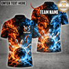 Maxcorners Bowling Fire Dragon & Lightning Burst Graphic Multicolor Customized Name, Team Name 3D Shirts