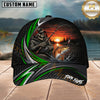 Maxcorners Fishing Skull Angler Green Wave Personalized 3D Cap