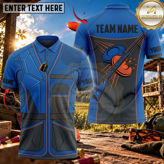 Maxcorners Clay Shooting Modern Line Shotgun Target Multicolor Customized Name Team Name 3D Shirts (4 Colors)