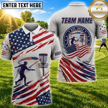 Maxcorners Disc Golf American Flag Player Flying Disc Personalized Name 3D Unisex Shirt