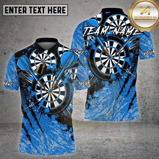 Maxcorners Dart Blue Splash Precision Dartboard Multicolor Options Personalized Name, Team Name 3D Shirt (4 Colors)