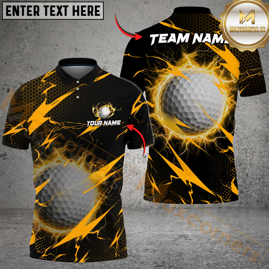 Maxcorners Golf Lightning Hexagon Pattern Personalized Name, Team Name 3D Shirt (6 Colors)